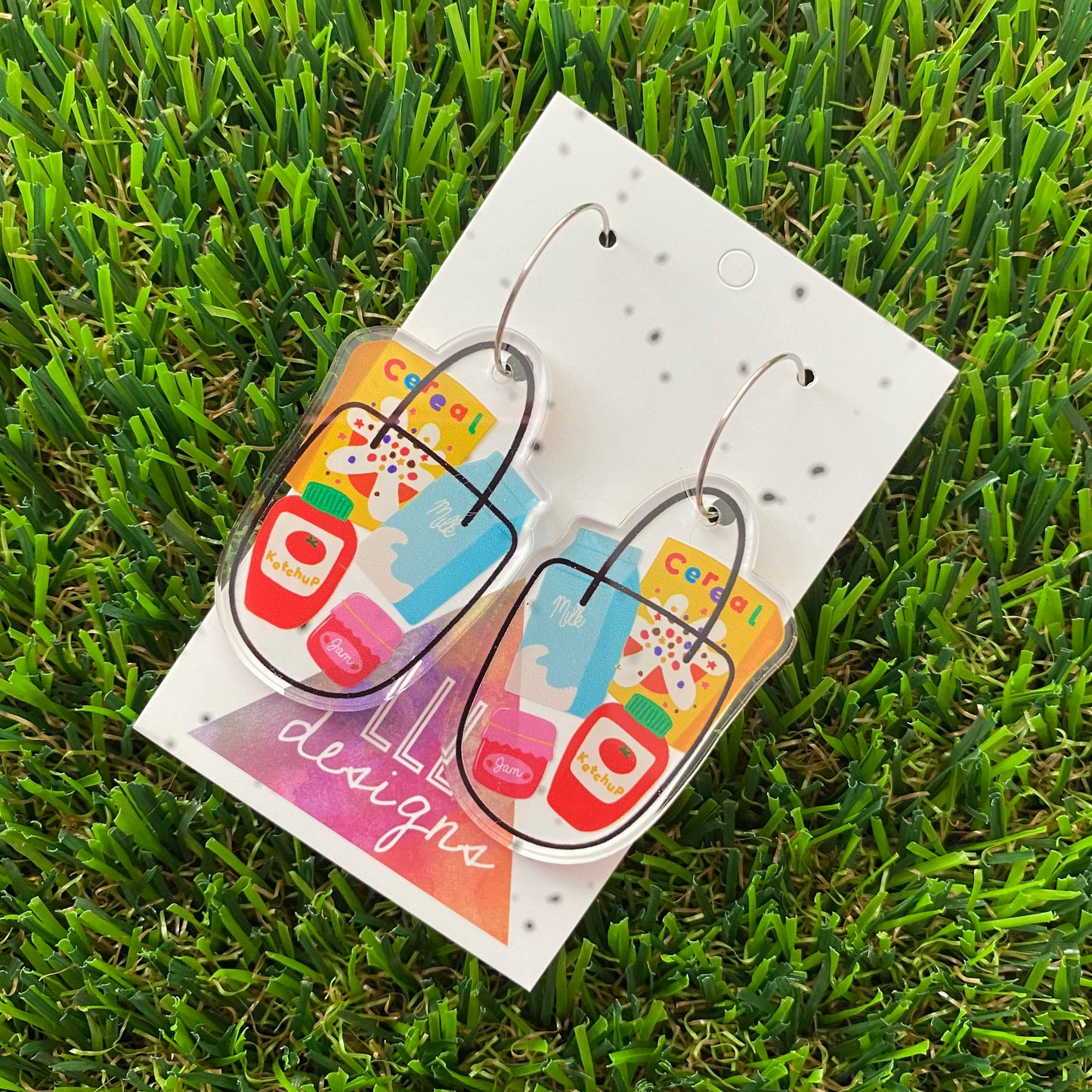 Grocery Shopper Hoop Dangle Earrings - Super Cute!!!