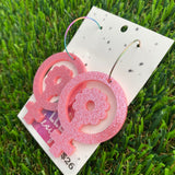 Femme Floral Glitter Pink Hoop Dangle Earrings - Groovy Baby!!!