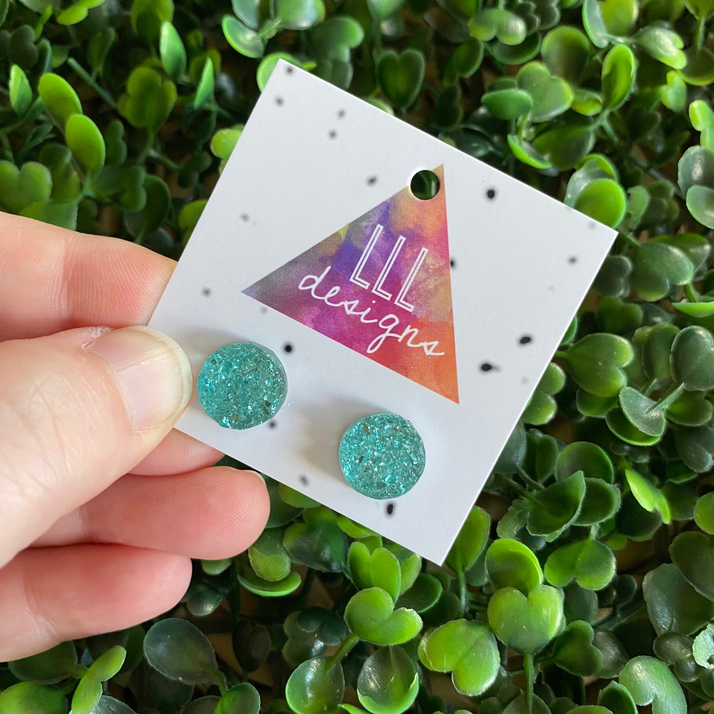 Stunning Mint Faux Druzy Stud Earrings.
