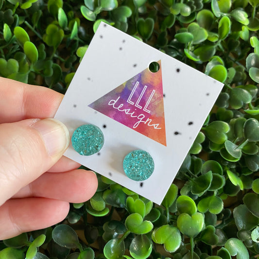 Stunning Mint Faux Druzy Stud Earrings.