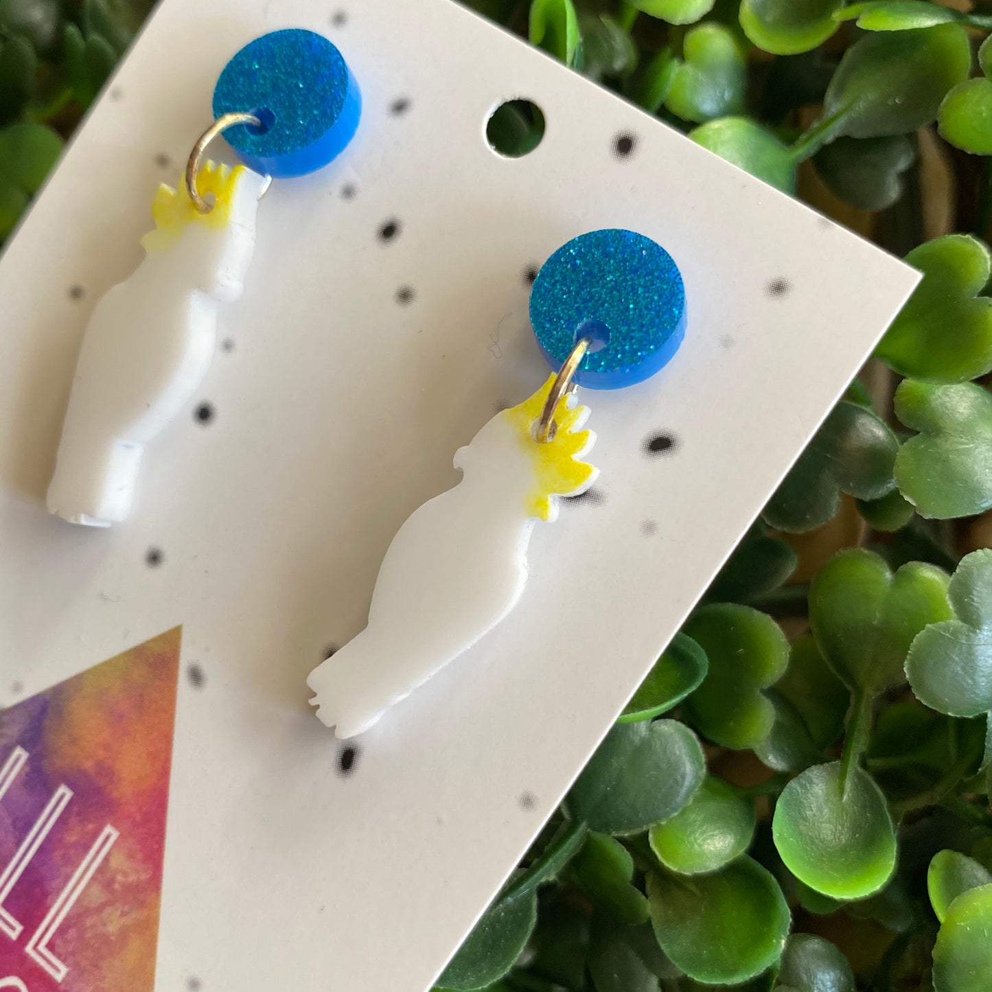 Yellow Crested Cockatoo Dangle Earrings. (mini size) Australian Earrings.
