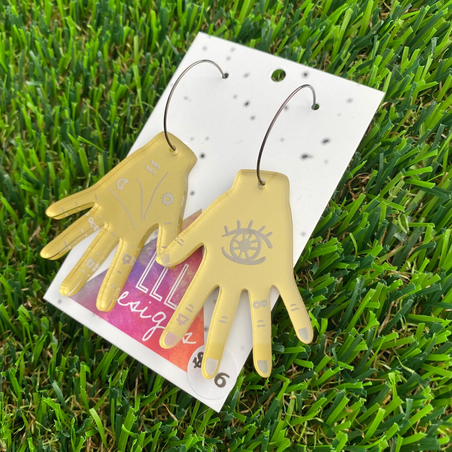 Palmistry Hoop Dangle Earrings - Fortune Teller Earrings
