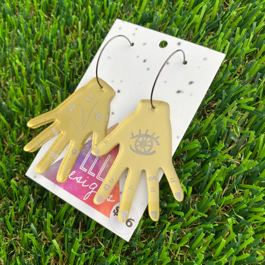 Palmistry Hoop Dangle Earrings - Fortune Teller Earrings