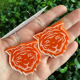 Tiger Earrings. Orange Layered Tiger Hoops. With Multi Functionality!