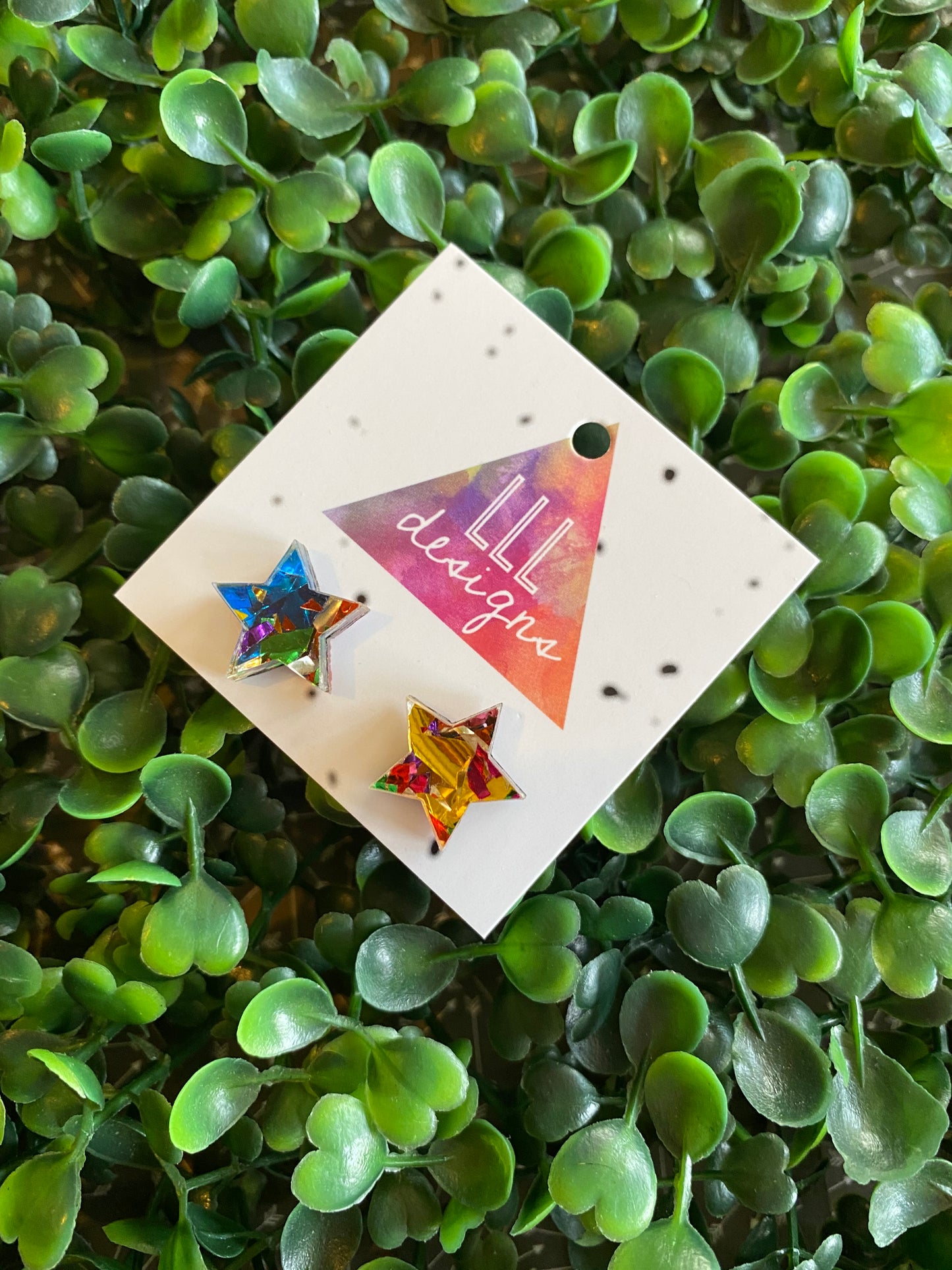 Rainbow Metallic Glitz Star Statement Stud Earrings (perfect star)