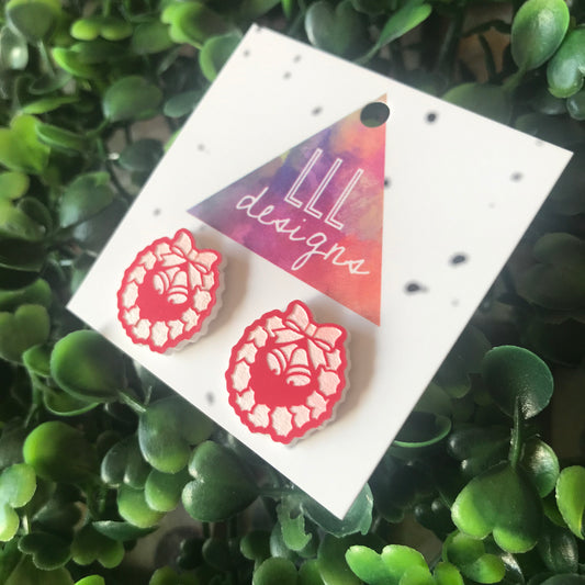 Christmas Wreath Stud Earrings - Beatuiful Detailed Little Wreath Earrings.