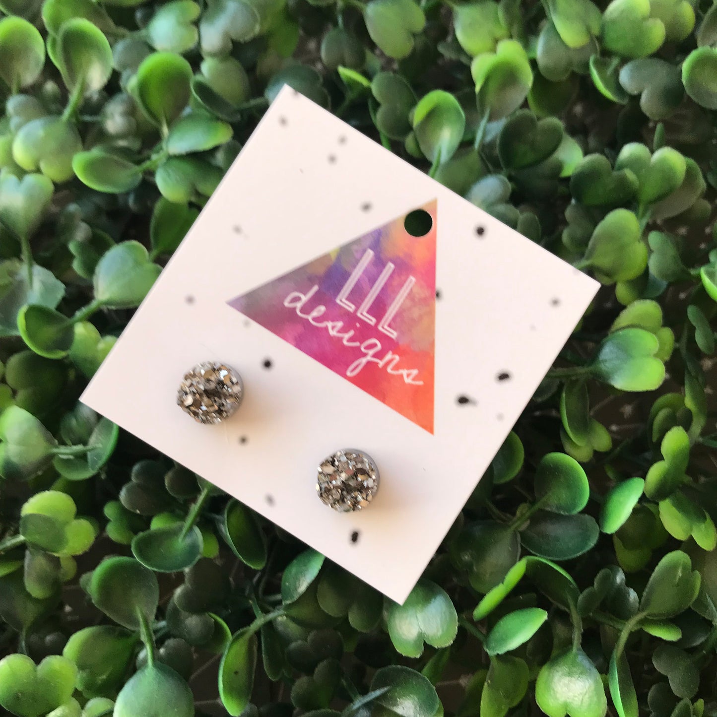 Mini Grey Druzy Stud Earrings.