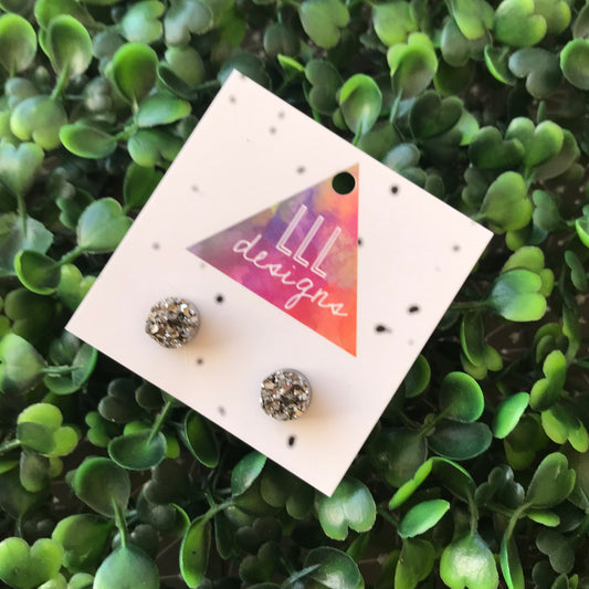 Mini Grey Druzy Stud Earrings.