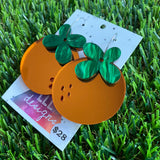 Orange Mirror Hoop Dangle Earrings - Fruity and Fun!