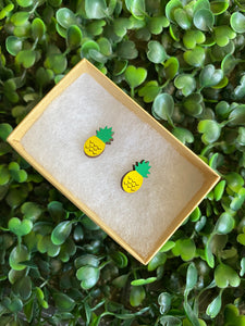 Pineapple Earrings - Detailed Hand Painted Bamboo Earrings. The Perfect POP to any outfit!