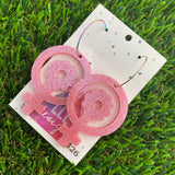 Femme Floral Glitter Pink Hoop Dangle Earrings - Groovy Baby!!!