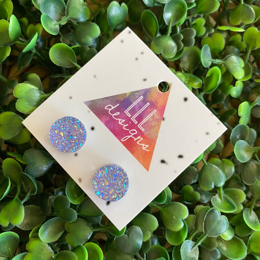 Mauve Faux Druzy Stud Earrings.