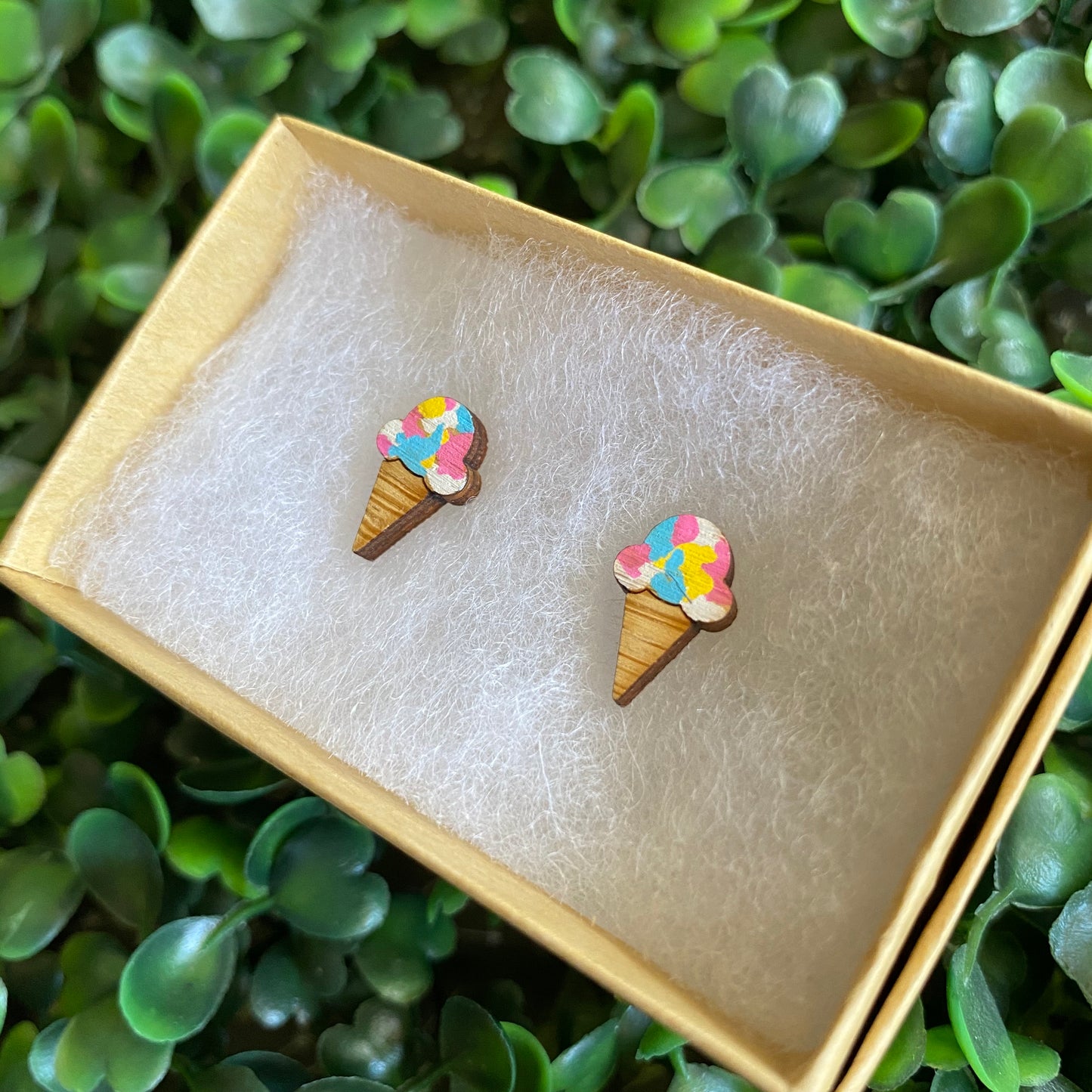Ice Cream Cone Earrings. Rainbow Ice Cream Earrings. Strawberry Ice Cream Earrings. Ice Cream Love. I love Ice Cream. Hand Painted Earrings.