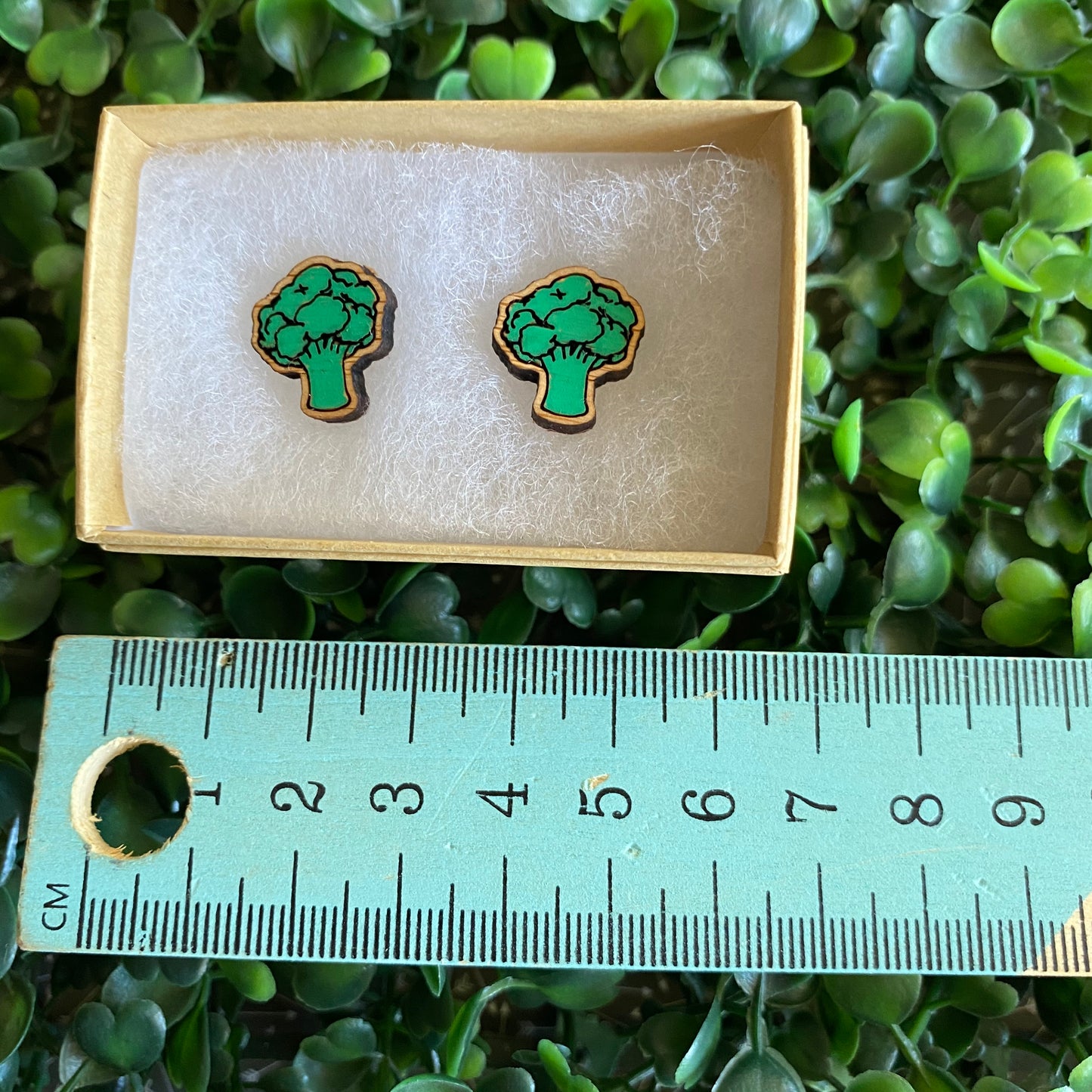 Broccoli Earrings - Detailed Hand Painted Bamboo Earrings.