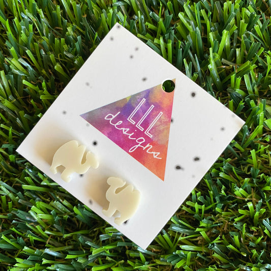 Camel Stud Earrings - Ivory Acrylic Camel Earrings.