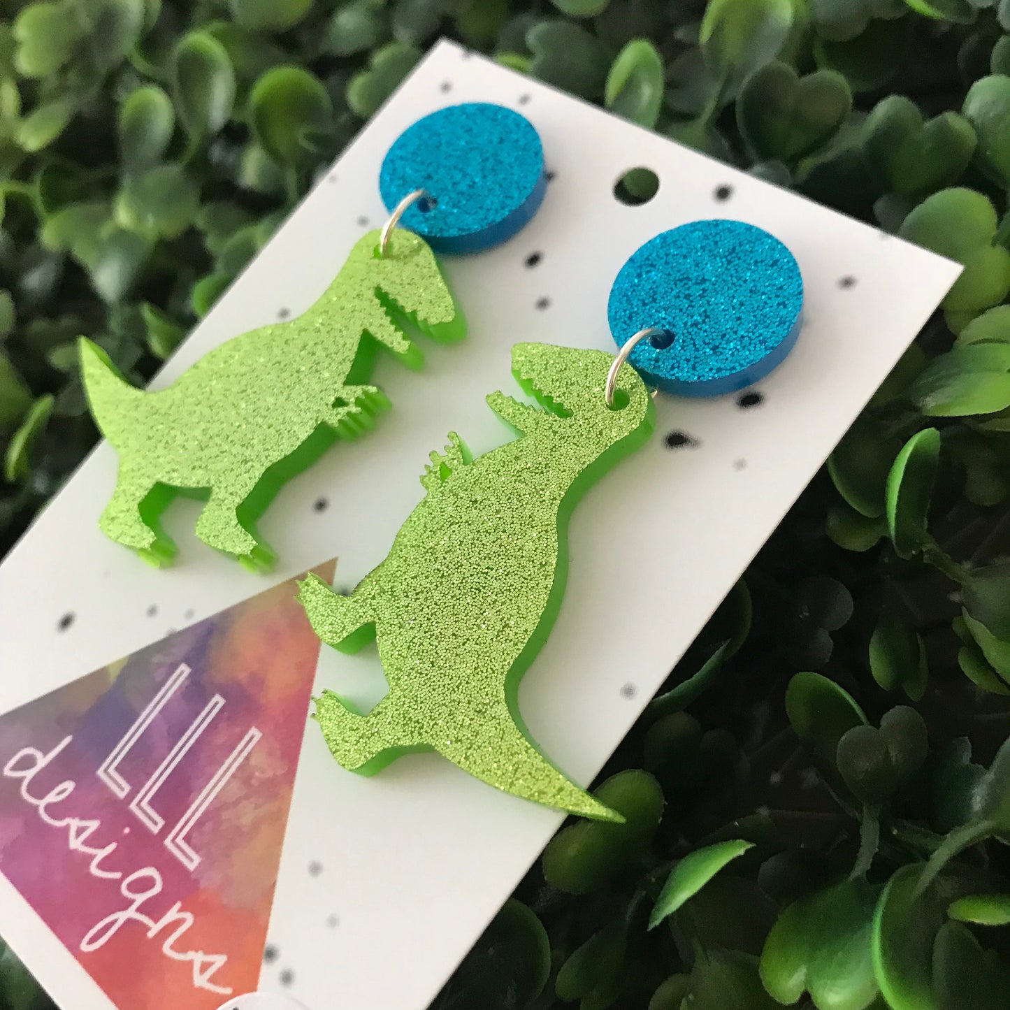 Super Rad Glitter Trex Dino Dangle Earrings. Daring Dino Dangles. Impress all the cool kids with these Dino Dangles ;) Be Bold - Be You!!!