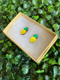 Pineapple Earrings - Detailed Hand Painted Bamboo Earrings. The Perfect POP to any outfit!