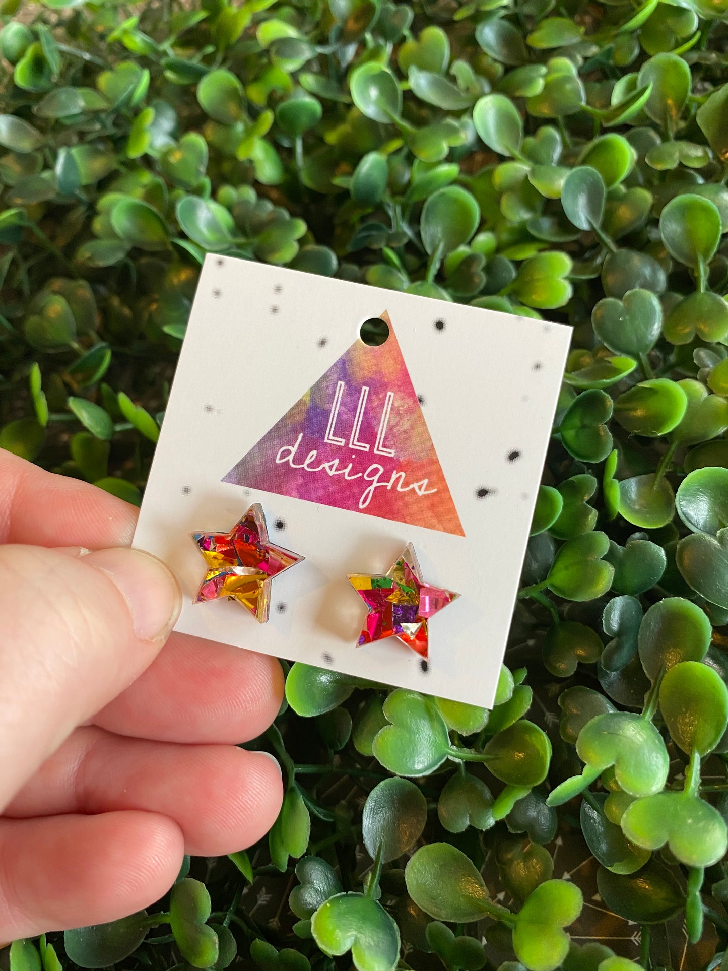 Rainbow Metallic Glitz Star Statement Stud Earrings (perfect star)