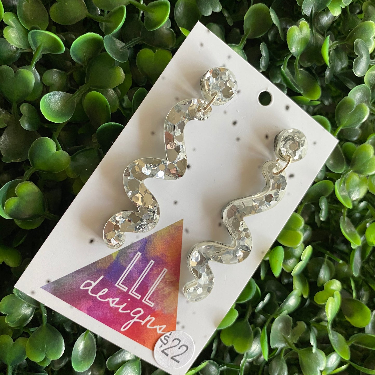 Silver Confetti Wiggle Dangle Earrings. The Perfect size - not too big - not too small :)