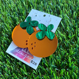Orange Mirror Hoop Dangle Earrings - Fruity and Fun!