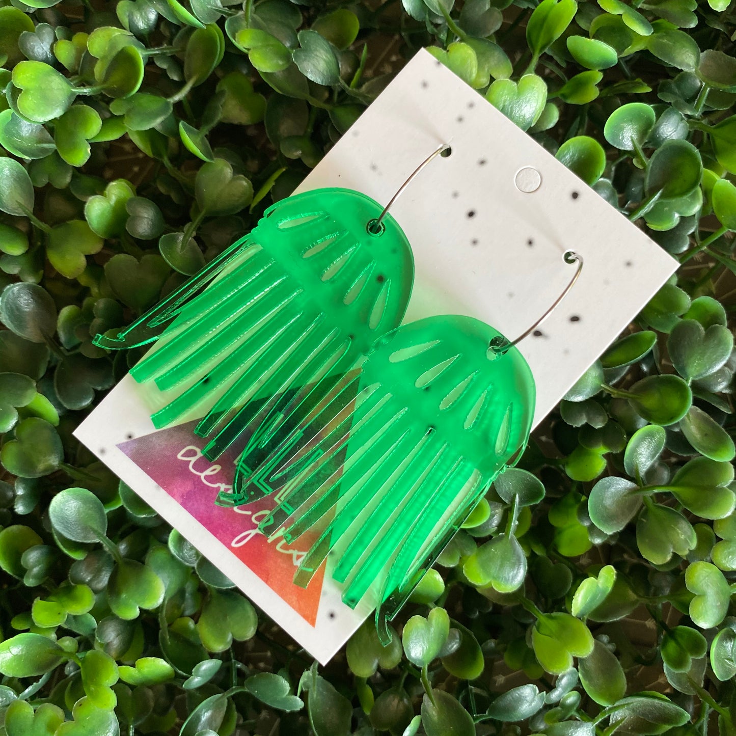 Jellyfish Earrings. Stunning Translucent Green Jellyfish Hoop Earrings. THe Hoops allow them to Wiggle and Dance as you move :)