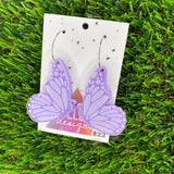 Lavender Butterfly Hoop Dangles - Double Layer - Can be worn 3 ways!