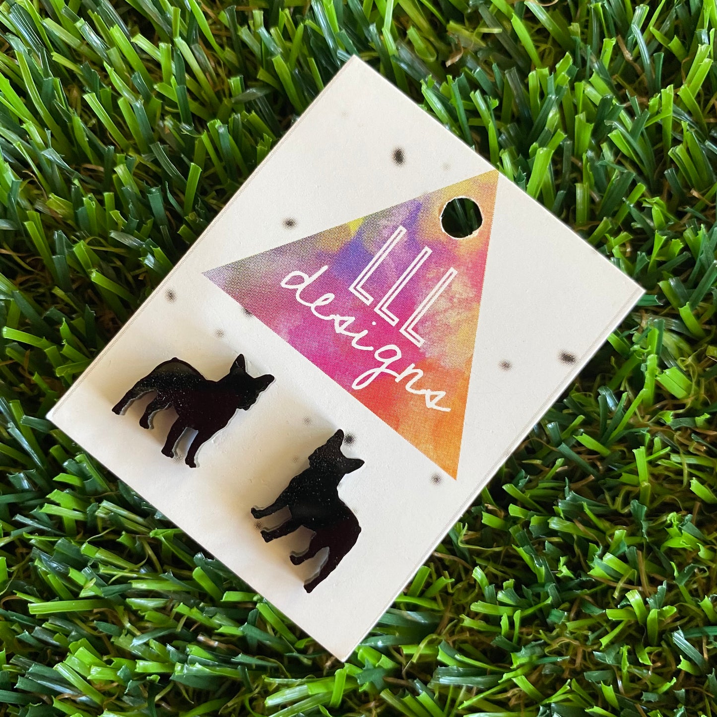 Boston Terrier Dog Earrings - Black Acrylic Boston Terrier Stud Earrings.