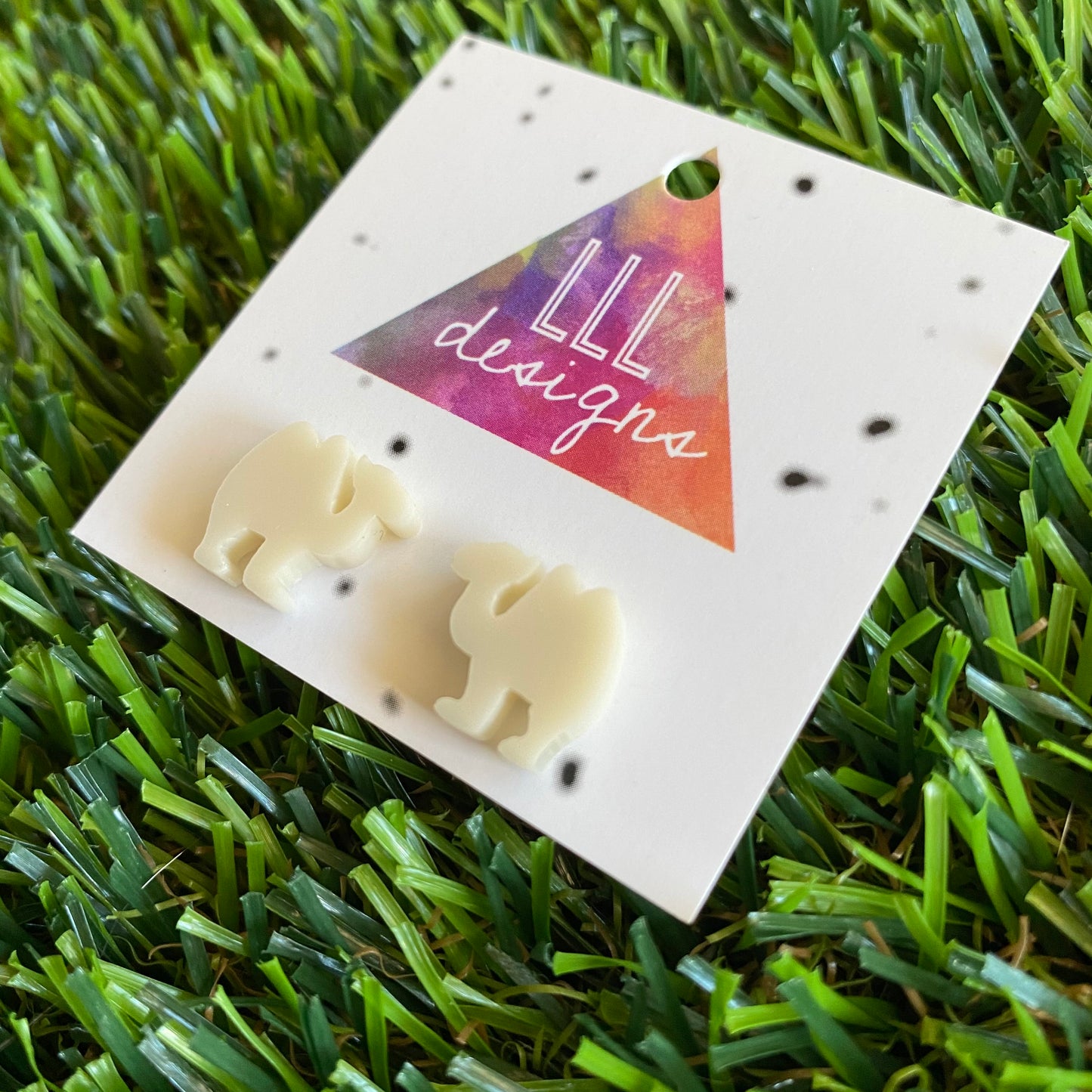 Camel Stud Earrings - Ivory Acrylic Camel Earrings.