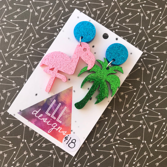 Totes Tropical Statement Dangles. A mis-match made in heaven! (med)