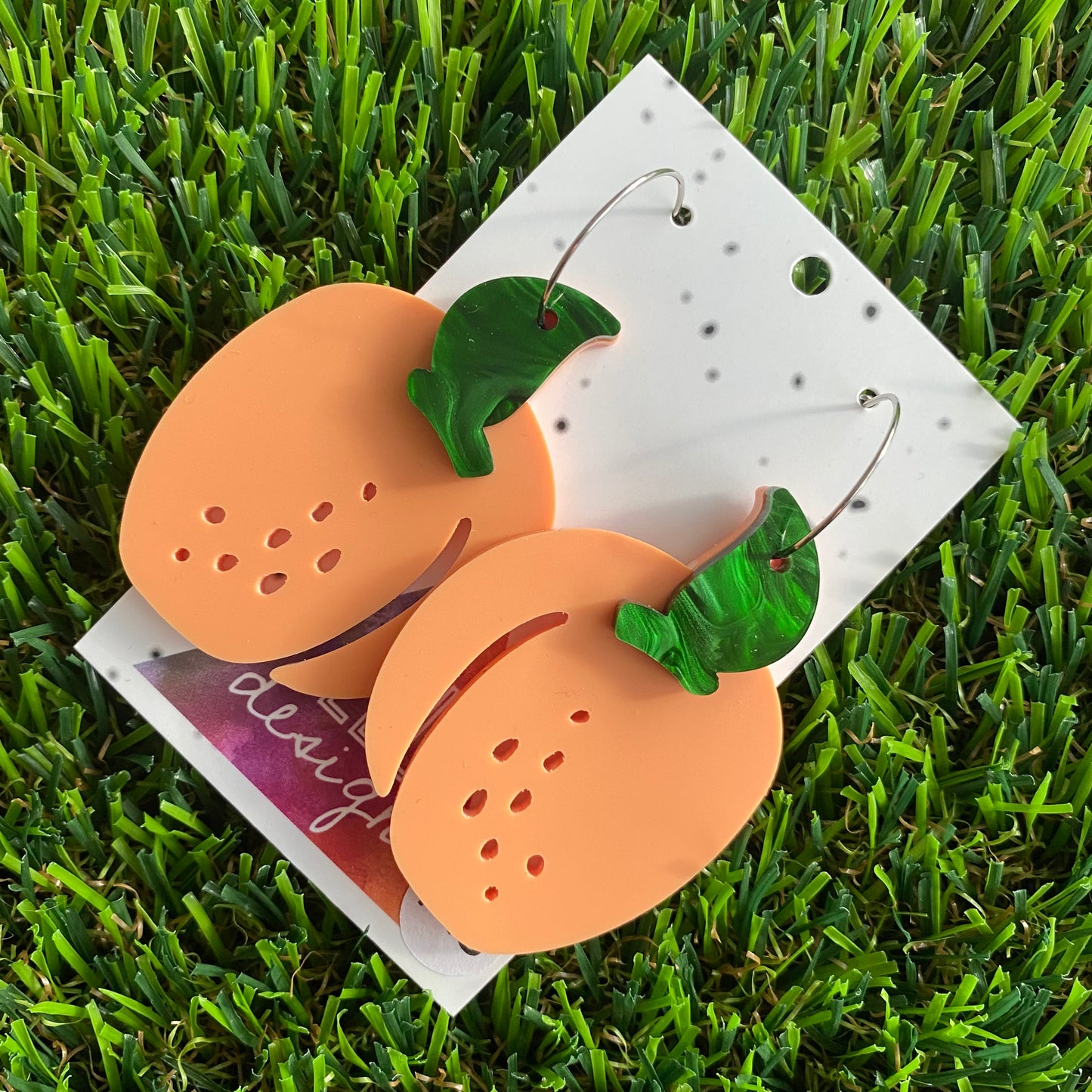 Peach Perfect Hoop Dangle Earrings - Fruity and Fabulous!