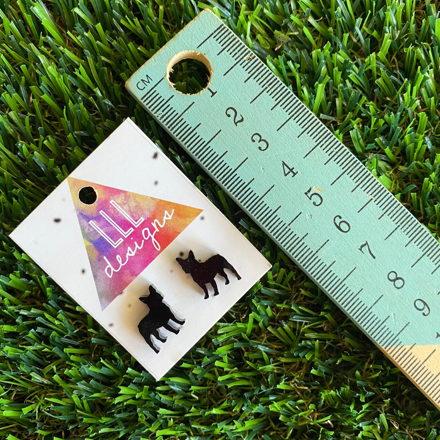 Boston Terrier Dog Earrings - Black Acrylic Boston Terrier Stud Earrings.
