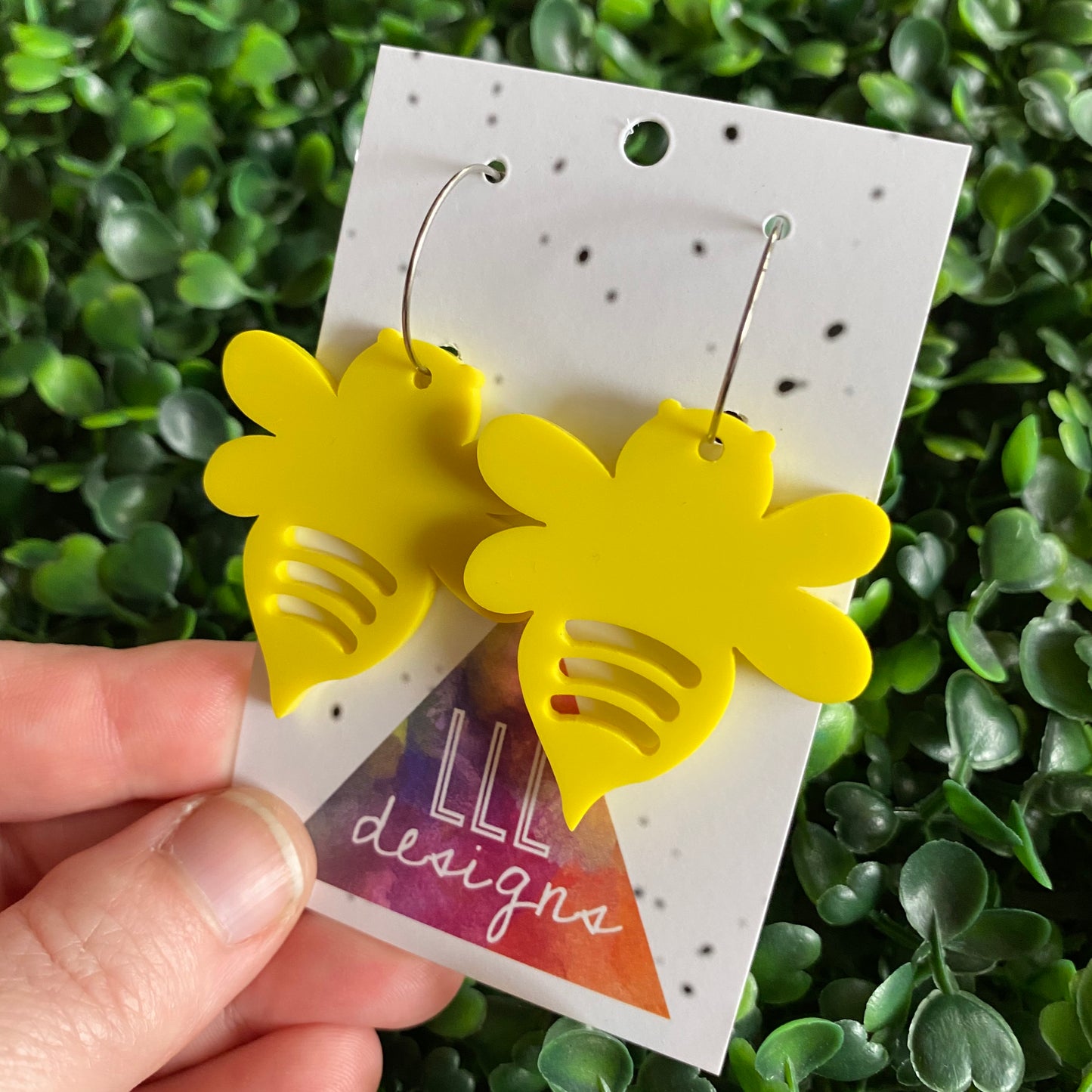Bee Earrings. Vibrant Sunshine Yellow Queen Bee Hoop Earrings.