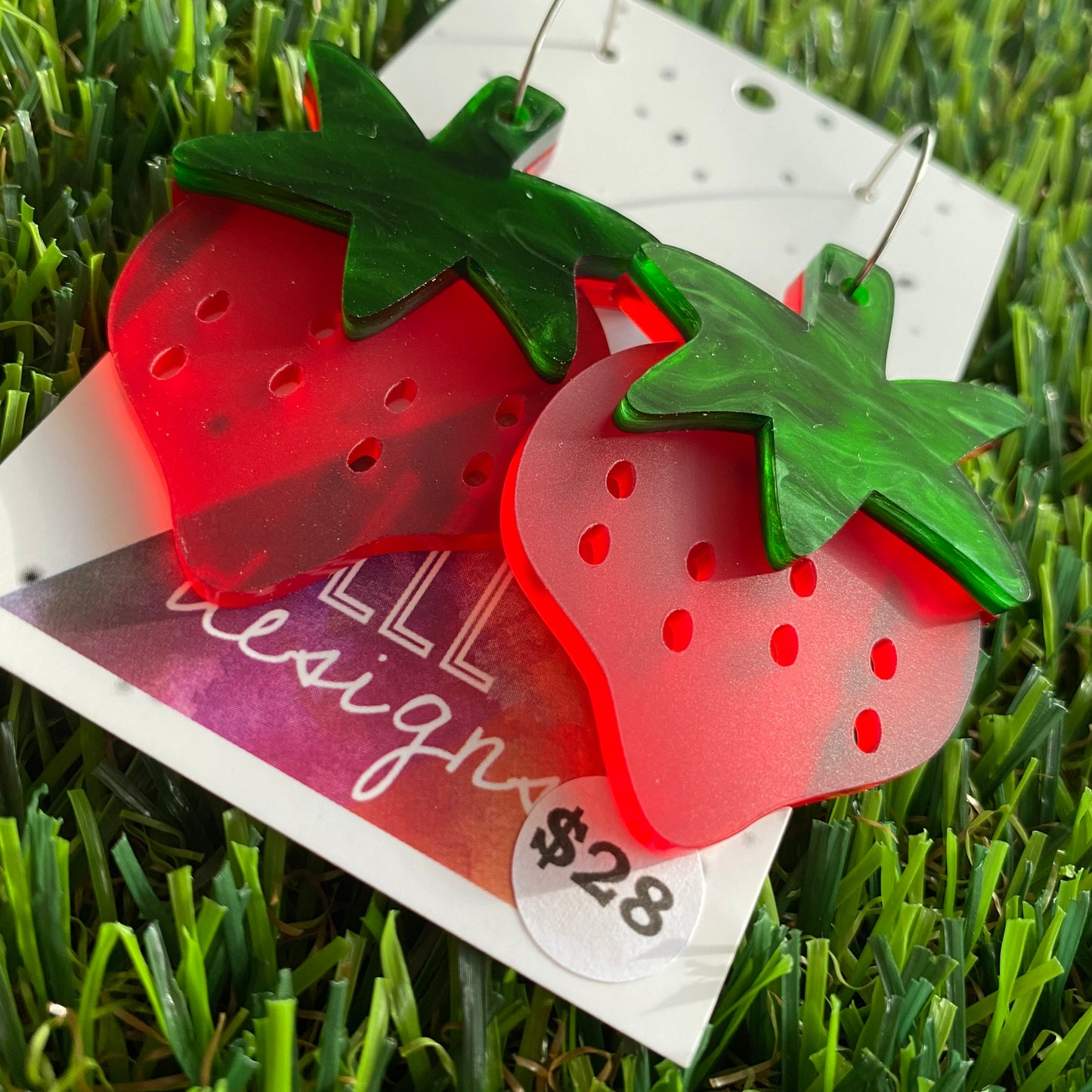 Succulent Strawberry Hoop Dangle Earrings - Fresh and Fruity!
