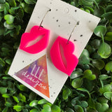 Luscious Lips Earrings - Vibrant Hot Pink Kiss Lip Hoop Dangle Earrings. Blow Kisses everywhere you go :)