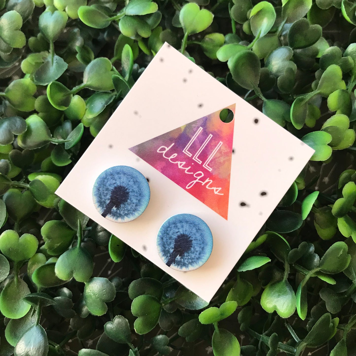 Dandelion Printed Timber Stud Earrings.