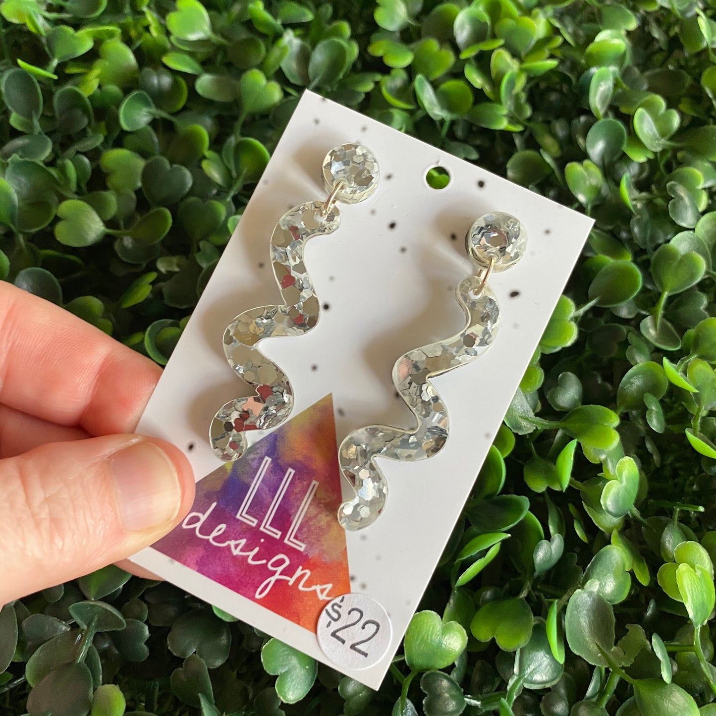 Silver Confetti Wiggle Dangle Earrings. The Perfect size - not too big - not too small :)
