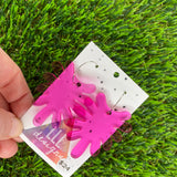 Hot Pink Translucent Splatter Hoop Earrings.