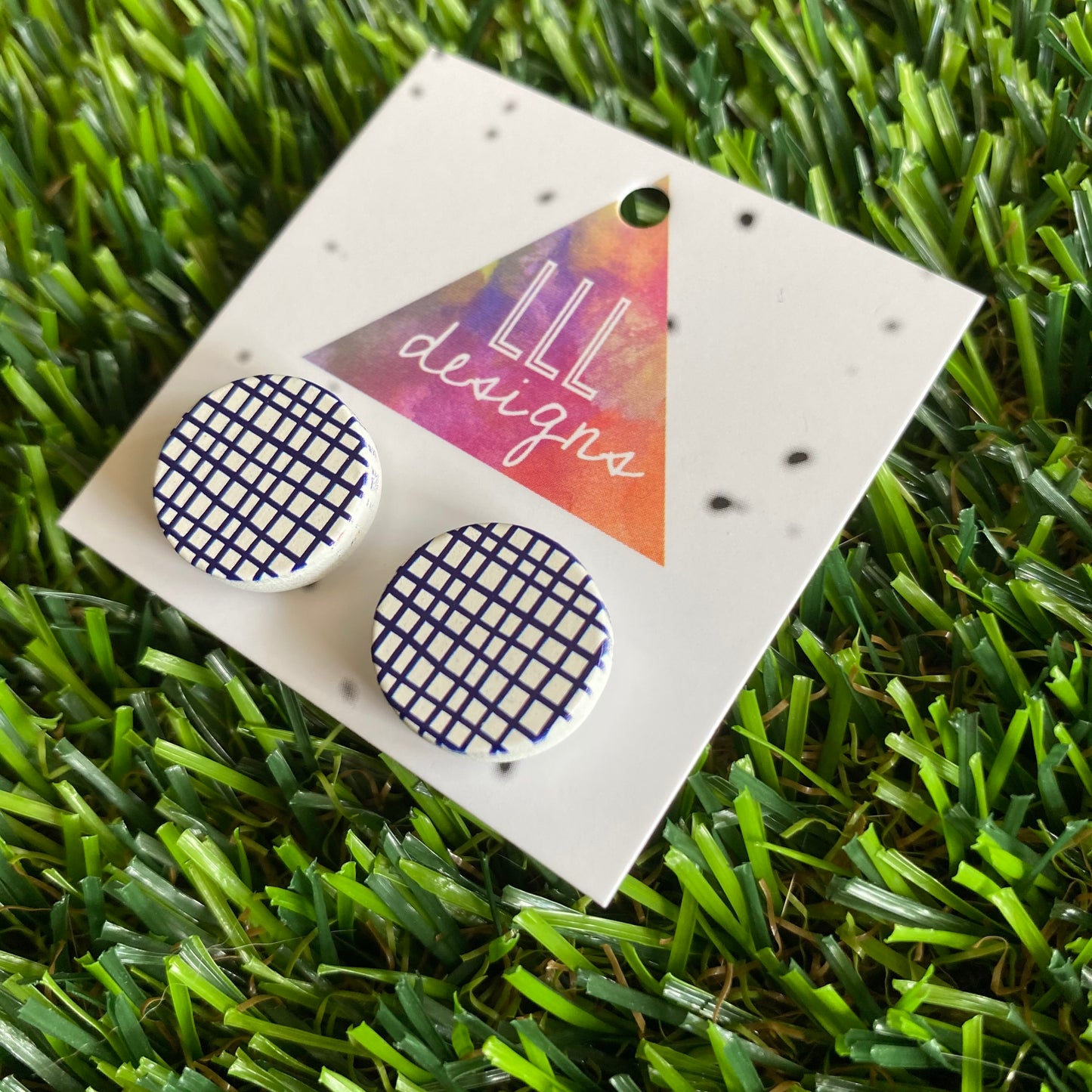 Monochrome Mesh Printed Timber Stud Earrings.
