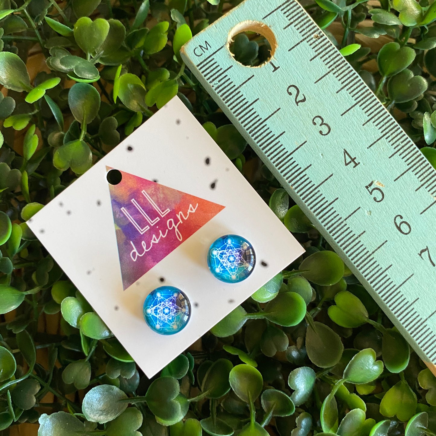 Star Earrings. Stunning Star Patterned Glass Dome Stud Earrings.