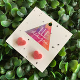 Glitter Pink Mini Love Heart Stud Earrings.