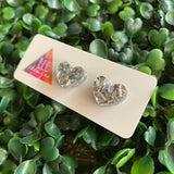 Silver Confetti Luxe Love Heart Stud Earrings.
