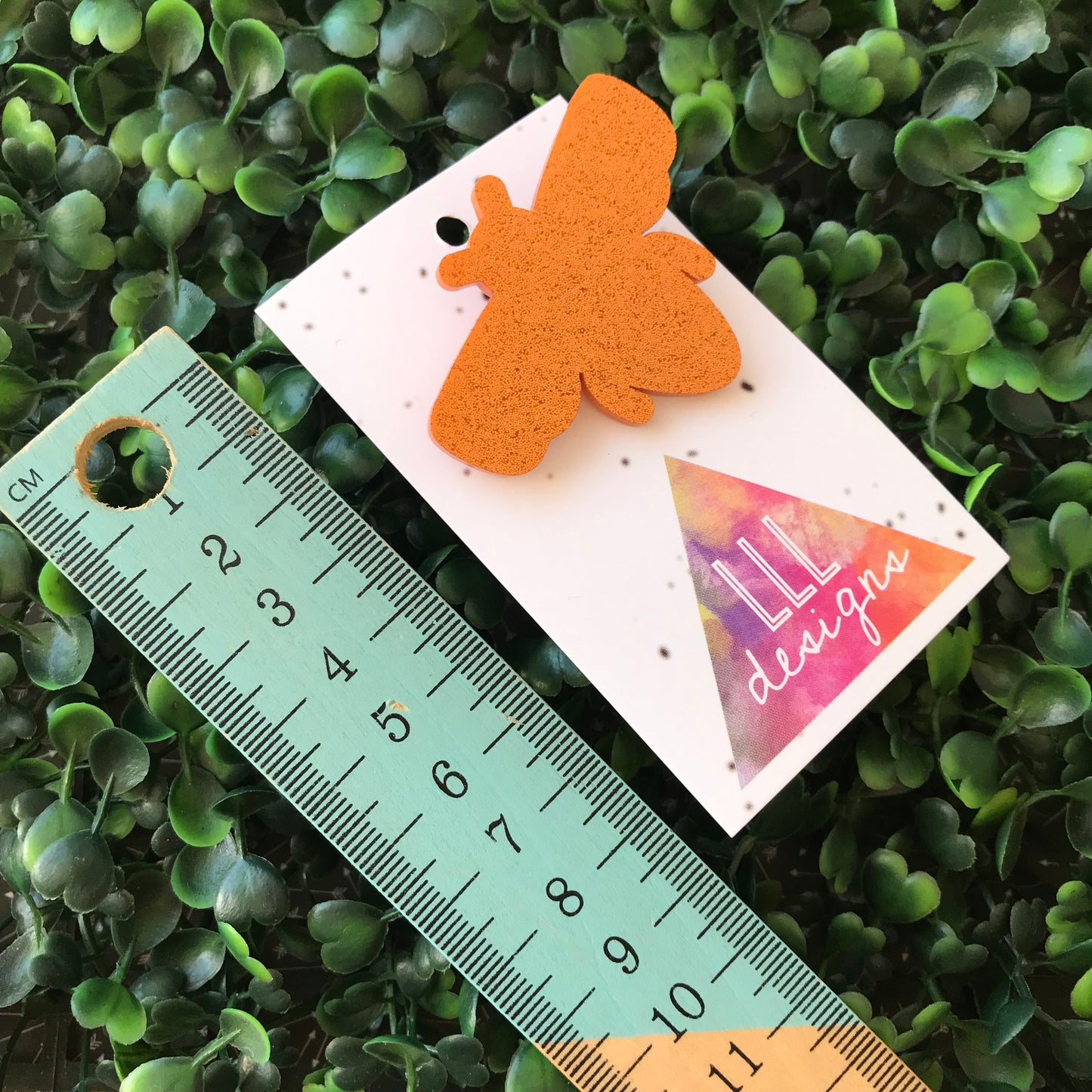 Glitter Orange Bee Brooch. Bumble Bee Brooch.