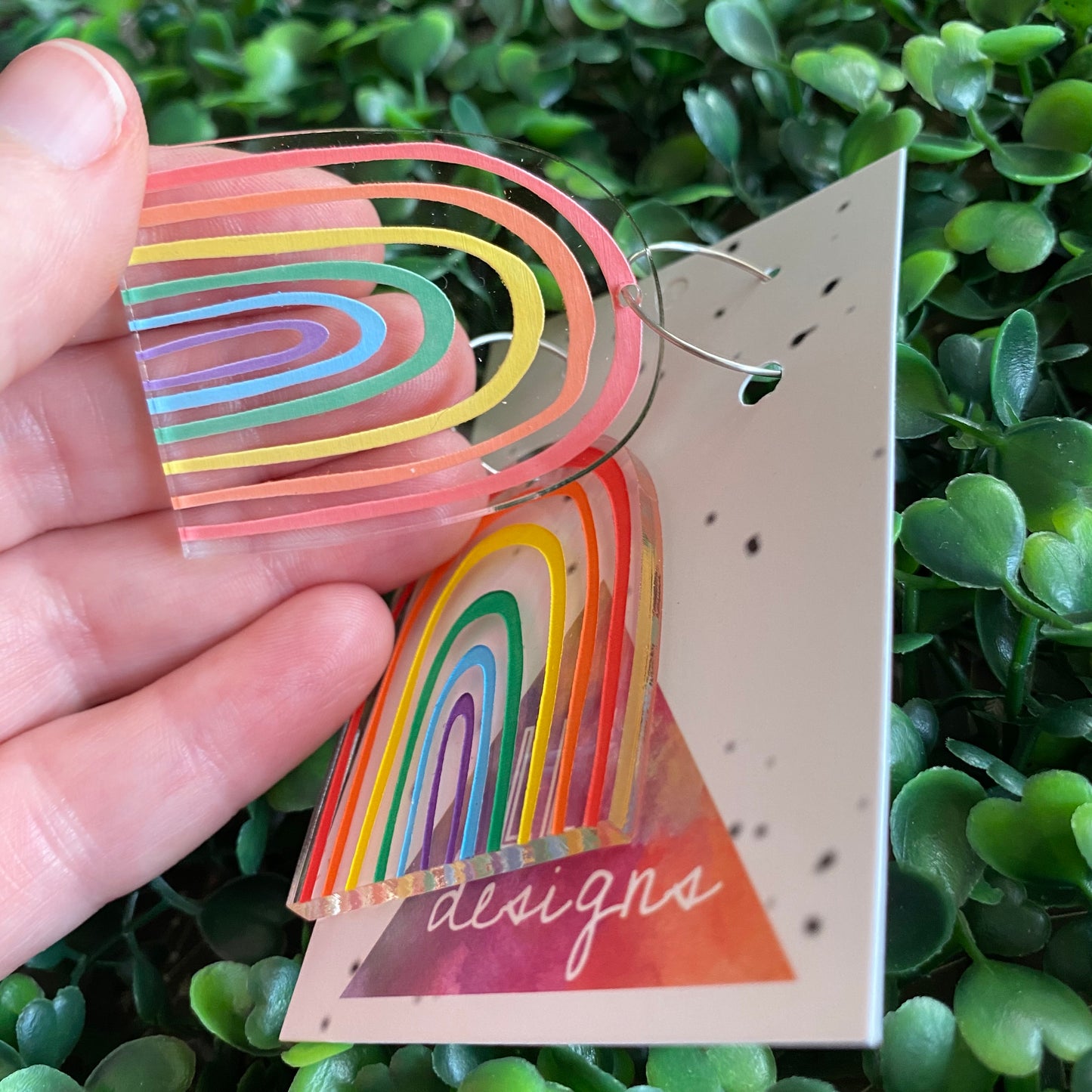 Rainbow Earrings. Fabulous Hand Painted Acrylic Rainbow Hoop Statement Earrings. The Perfect POP of Colour to Brighten any Day!