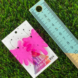 Hot Pink Translucent Splatter Hoop Earrings.