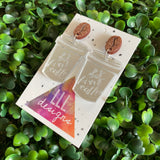 But First Coffee Statement Dangle Earrings Featuring Copper Glitter Coffee Bean Tops to make them POP!