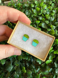 Succulent Earrings - Detailed Hand Painted Bamboo Earrings - Packaged in Recycled Branded Cardboard Gift Box - Available in 3 Stunning Colours.