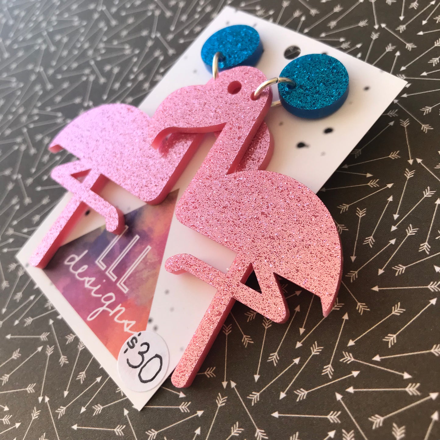 Mega Size Totes Tropical Statement Dangles. Flamingo Awesomeness.