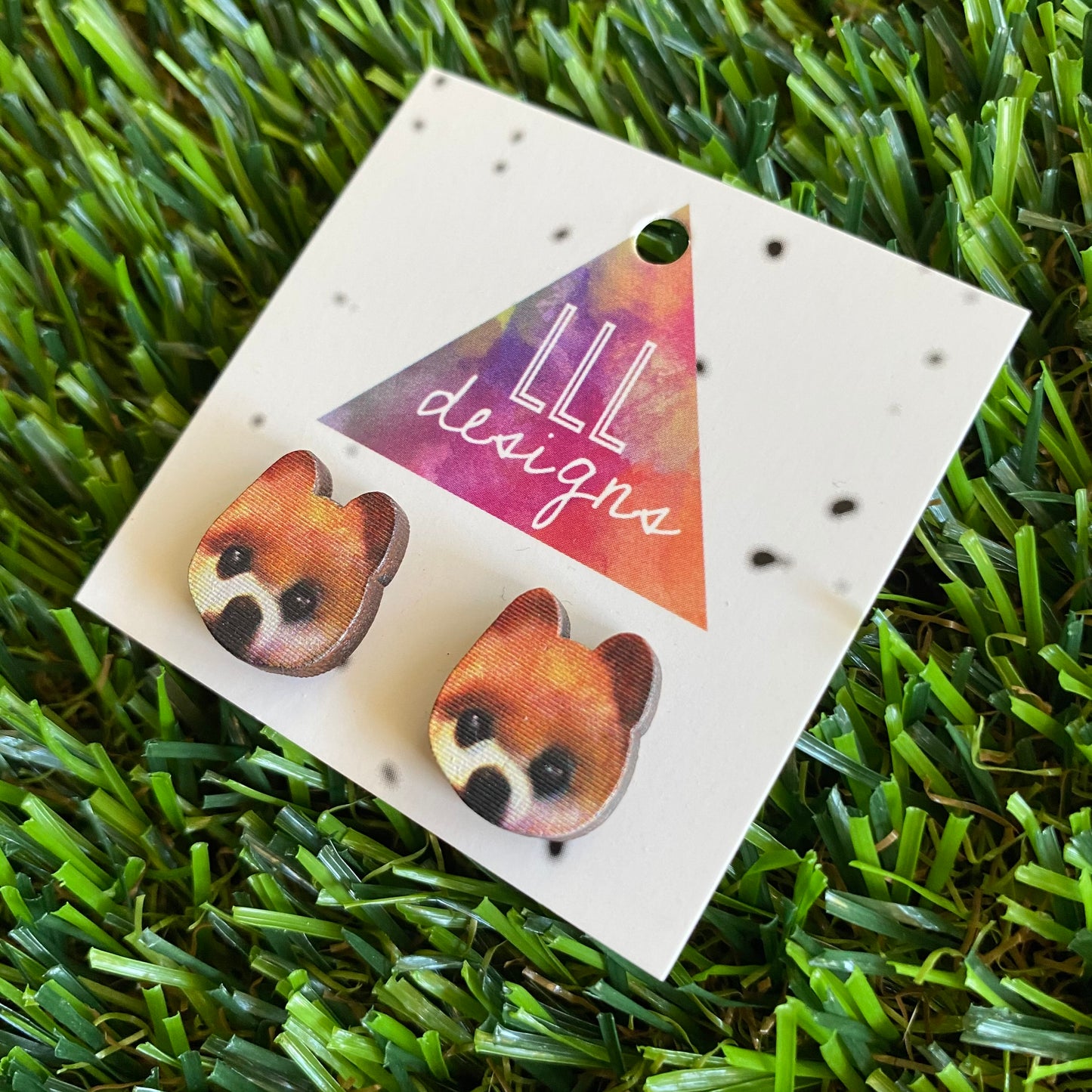 Pomeranian Dog Earrings - Printed Timber Pomeranian Dog Stud Earrings.