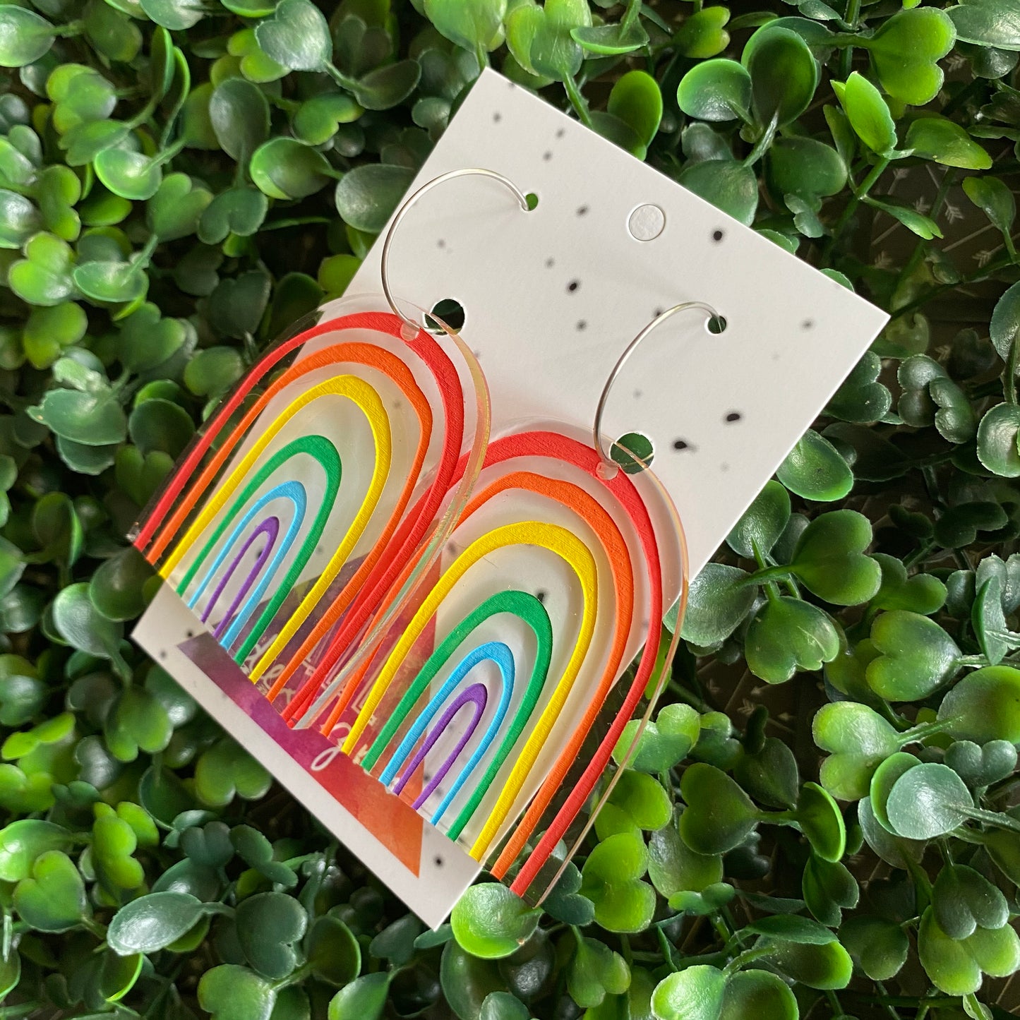 Rainbow Earrings. Fabulous Hand Painted Acrylic Rainbow Hoop Statement Earrings. The Perfect POP of Colour to Brighten any Day!