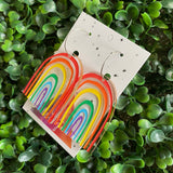 Rainbow Earrings. Fabulous Hand Painted Acrylic Rainbow Hoop Statement Earrings. The Perfect POP of Colour to Brighten any Day!